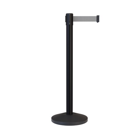 Montour Line Stanchion Belt Barrier Black Post 13ft. Lt Gry Belt ES400-BK-LGY-130